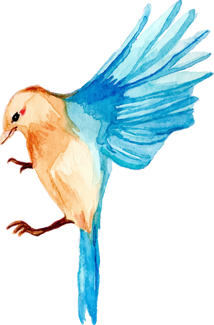 Watercolor flying blue bird